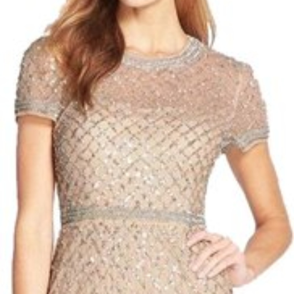 Adrianna Papell Cap Sleeve beaded size 4